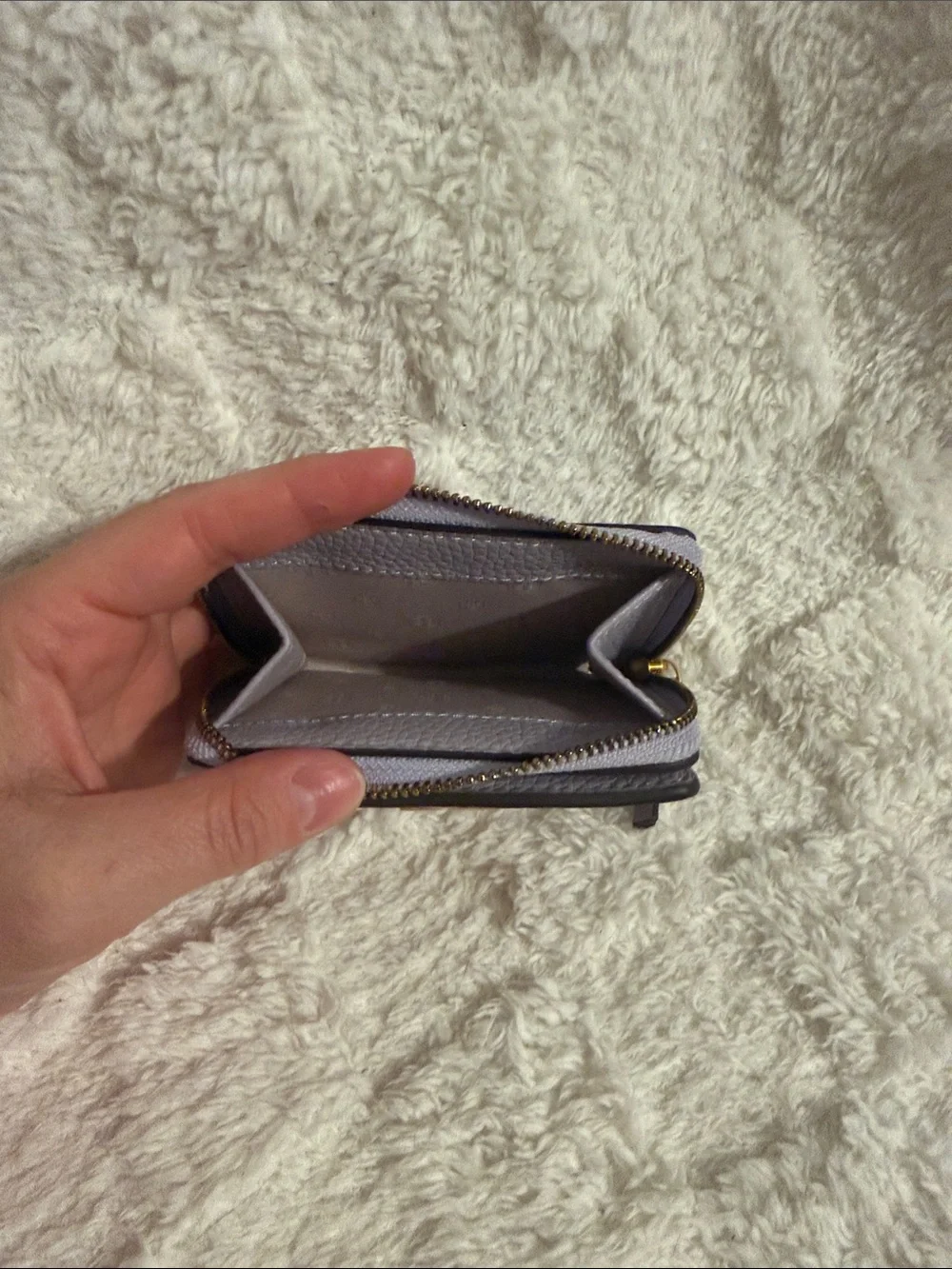 Tory Burch Lilac Pebbled Leather Compact Wallet with Gold Logo